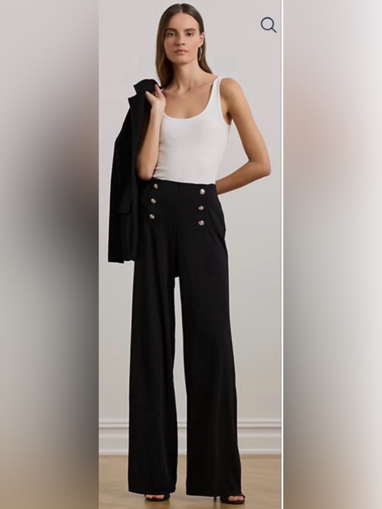 Ralph Lauren Pants - Ralph Lauren Womens Black High Waisted Sailor Gold Button Wide Leg Pants Size 14